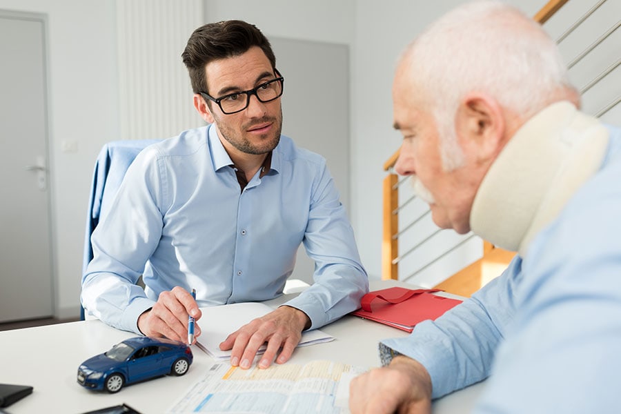 Image of a Man interviewing an old Man. Dealing with personal injury claims can be an overwhelming and stressful process. It's difficult to navigate the legal system and ensure you receive the compensation you deserve. When you're injured due to someone else's negligence, it feels like the world is against you. Insurance companies and opposing lawyers will do everything they can to minimize your claim and avoid paying out what you rightfully deserve. At Gurvis Personal Injury Lawyers, we understand the challenges you face and are here to fight for your rights. Our team of experienced personal injury attorneys is dedicated to helping you obtain the maximum compensation for your injuries. With our expertise and knowledge of personal injury law, we'll handle every aspect of your case, ensuring that you receive the justice and financial recovery you need. Don't let the insurance companies take advantage of you. Trust Gurvis Personal Injury Lawyers to be your strong legal advocate throughout this difficult process. Contact us today for a free consultation and let us fight for the compensation you deserve!